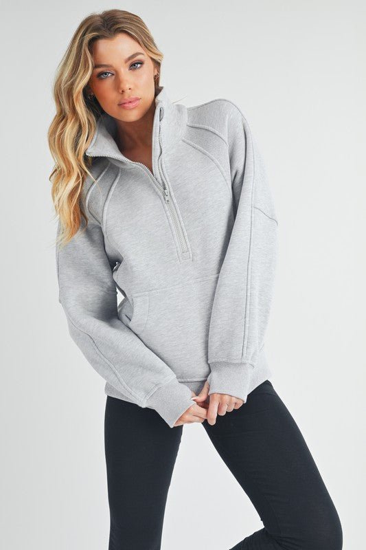 Long Dove Funnel Neck Half Long Zip - RaeLynns Boutique