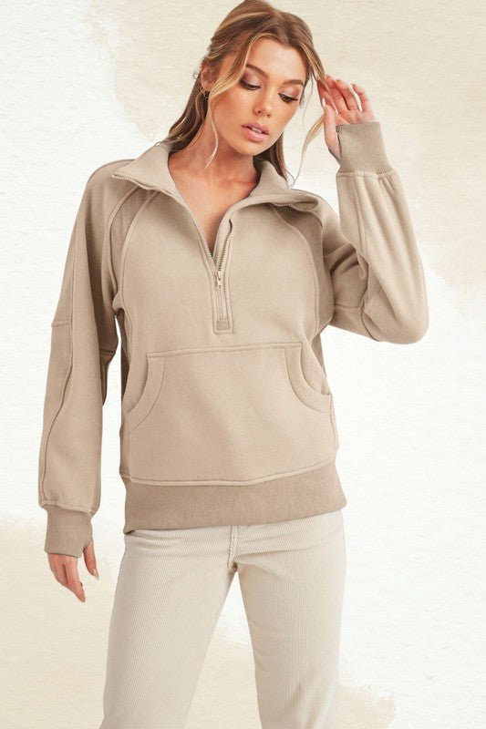 Long Dove Funnel Neck Half Long Zip - RaeLynns Boutique