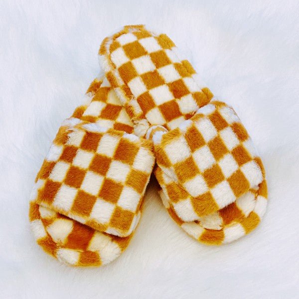 Luxe Lounge Checker Cozy Slippers - RaeLynns Boutique