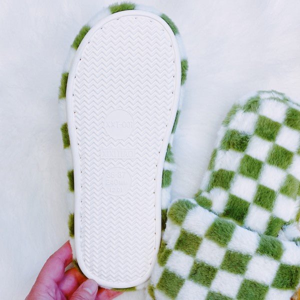 Luxe Lounge Checker Cozy Slippers - RaeLynns Boutique