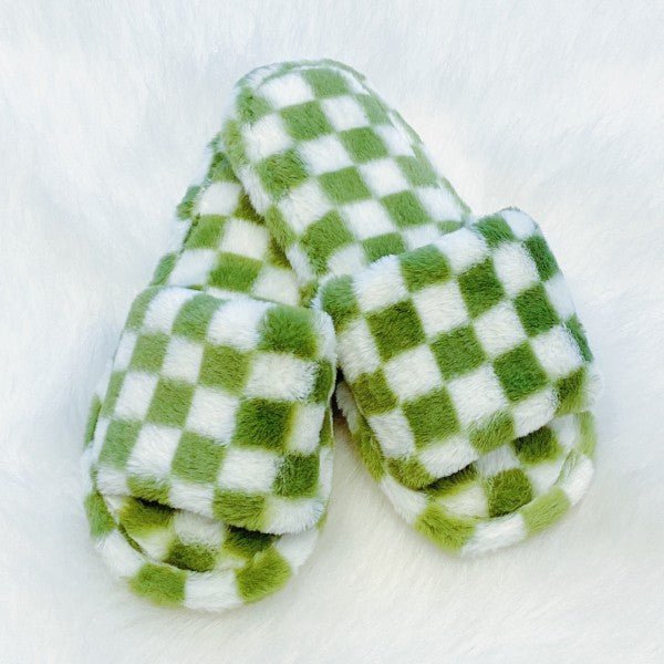 Luxe Lounge Checker Cozy Slippers - RaeLynns Boutique