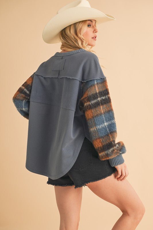 Malva Plaid Pullover Sweater - RaeLynns Boutique