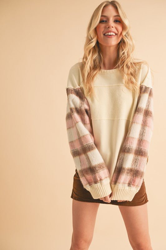 Malva Plaid Pullover Sweater - RaeLynns Boutique