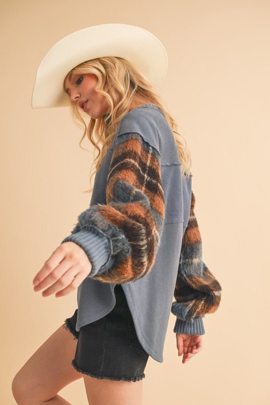 Malva Plaid Pullover Sweater - RaeLynns Boutique