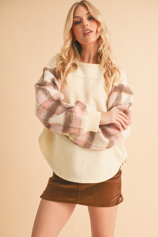 Malva Plaid Pullover Sweater - RaeLynns Boutique