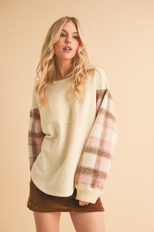 Malva Plaid Pullover Sweater - RaeLynns Boutique