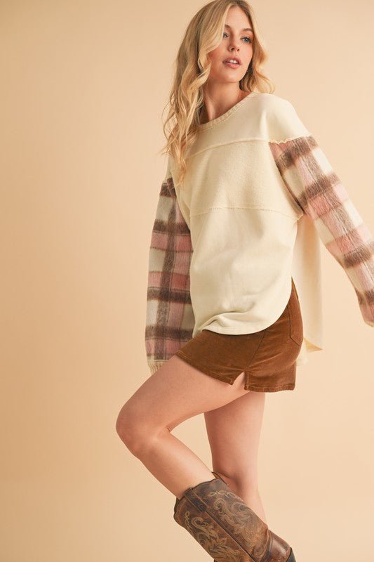 Malva Plaid Pullover Sweater - RaeLynns Boutique