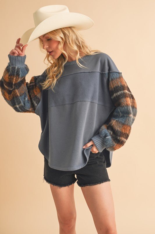 Malva Plaid Pullover Sweater - RaeLynns Boutique