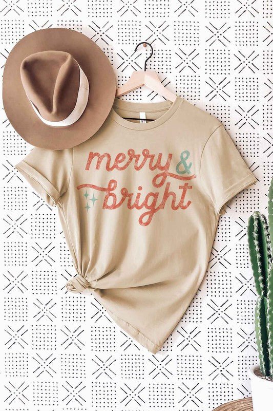 MERRY AND BRIGHT CHRISTMAS GRAPHIC T - SHIRT - RaeLynns Boutique