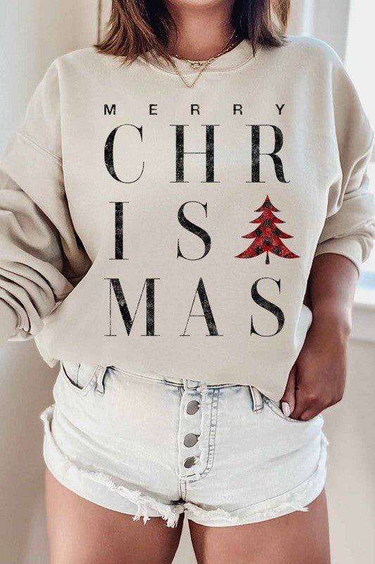 MERRY CHRISTMAS GRAPHIC SWEATSHIRT PLUS SIZE - RaeLynns Boutique