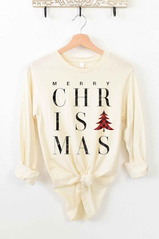MERRY CHRISTMAS LONG SLEEVE TEE - RaeLynns Boutique