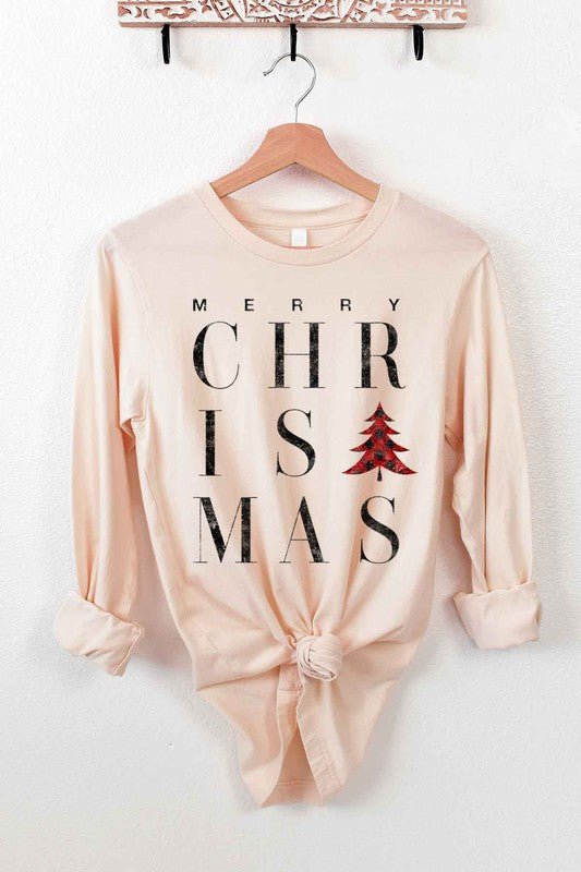 MERRY CHRISTMAS LONG SLEEVE TEE - RaeLynns Boutique