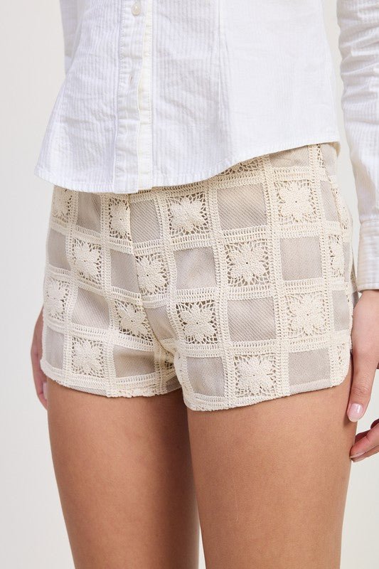 MINI JACQUARD CROCHET SHORTS - Raelynns&Co