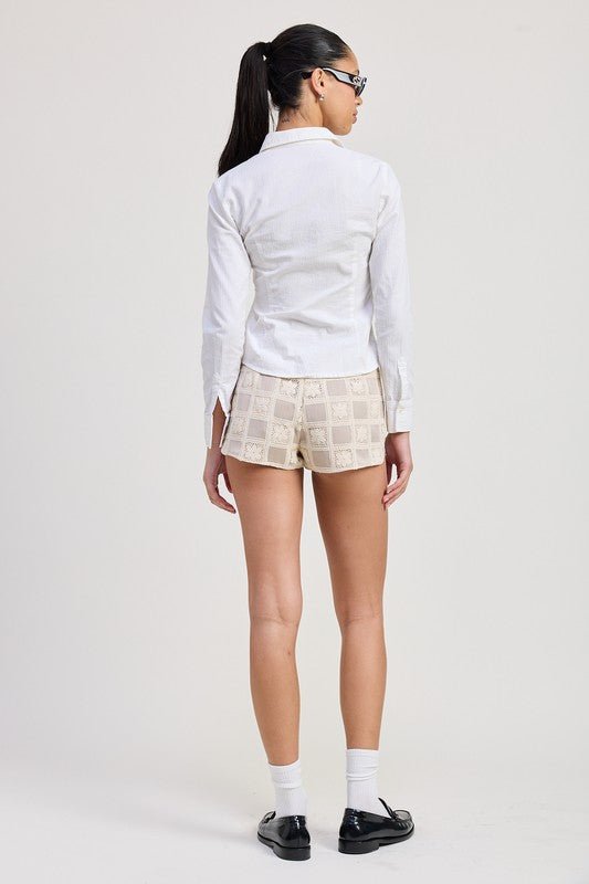 MINI JACQUARD CROCHET SHORTS - Raelynns&Co