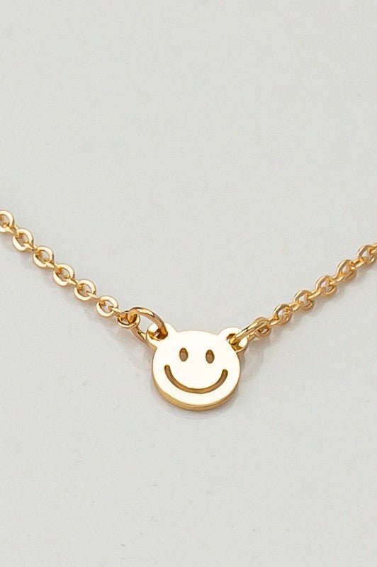 mini smiley face on a delicate chain necklace - RaeLynns Boutique