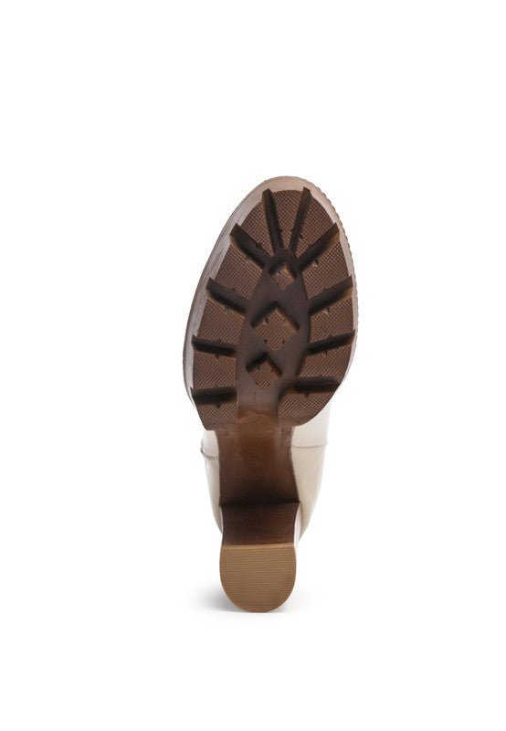MISTRESS HIGH BLOCK HEELED CHUNKY LEATHER BOOT - RaeLynns Boutique