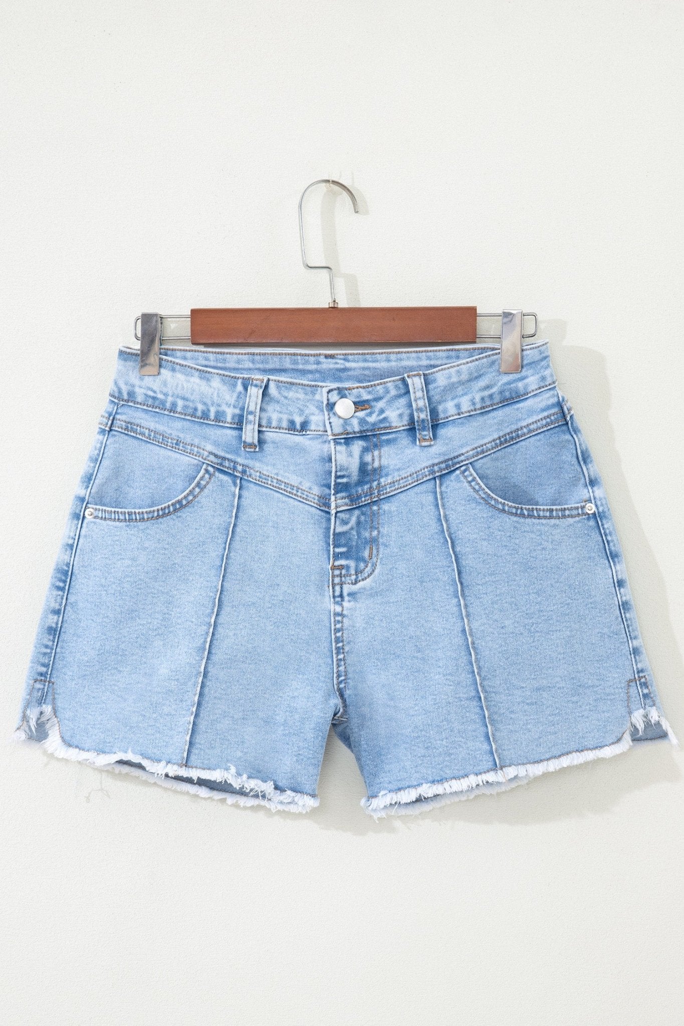 Myosotis High Waist Frayed Denim Shorts - Raelynns&Co