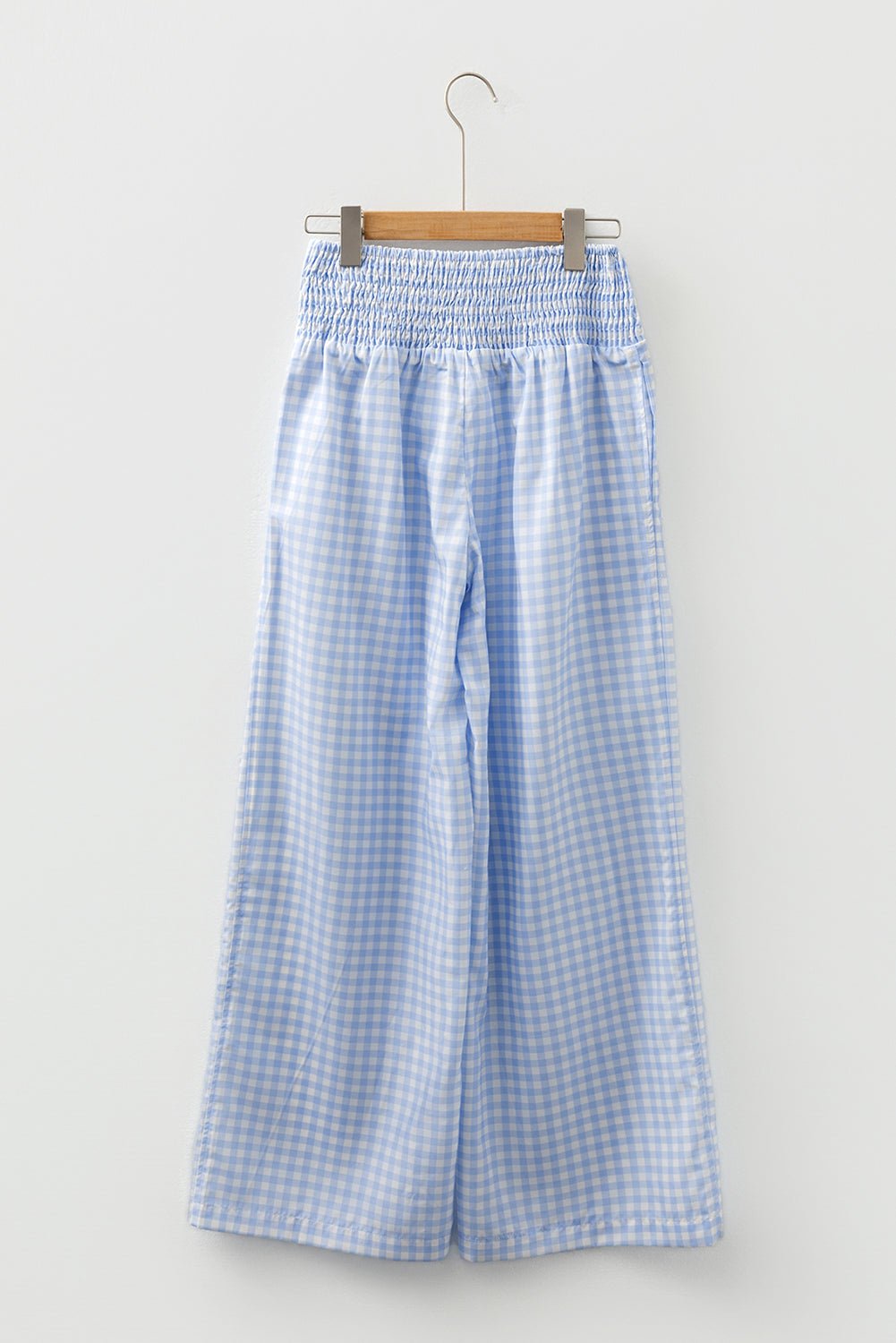 Myosotis Plaid Print Smocked High Waist Womens Loose Pants - Raelynns&Co
