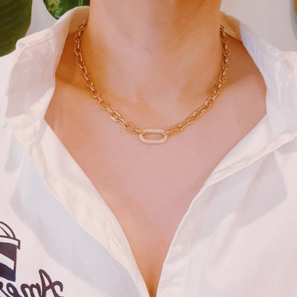 Pave Lock Chain Necklace - RaeLynns Boutique