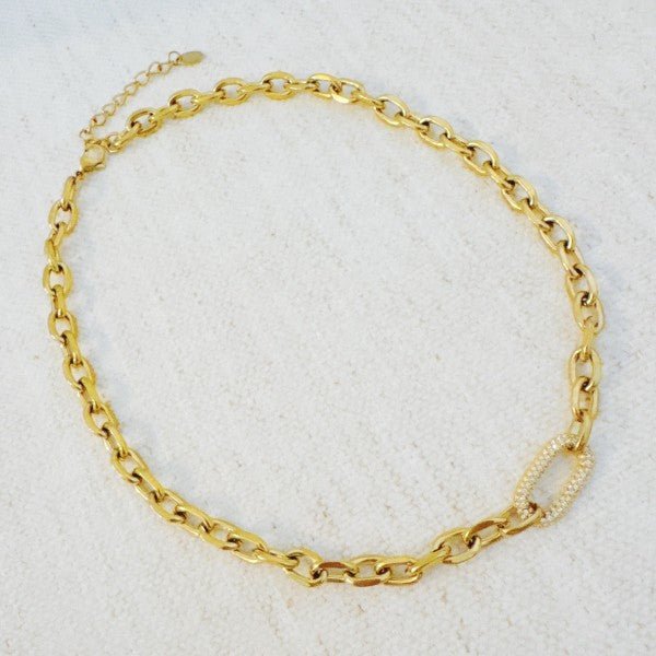Pave Lock Chain Necklace - RaeLynns Boutique