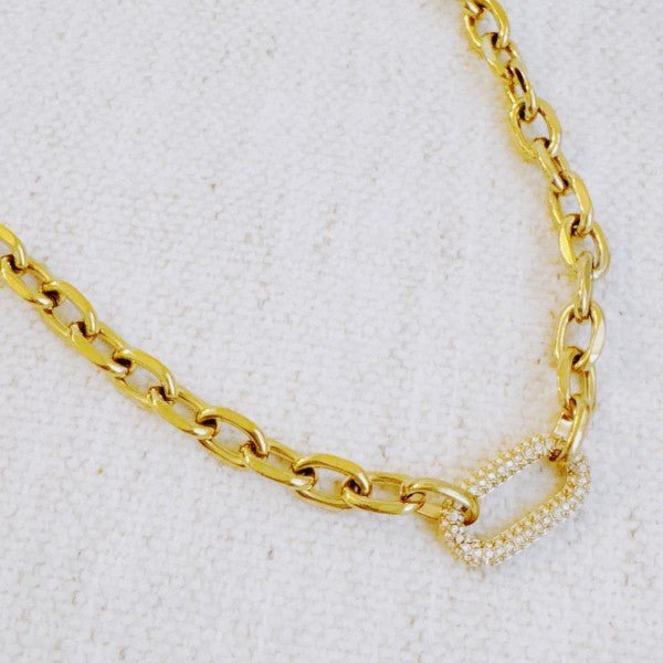 Pave Lock Chain Necklace - RaeLynns Boutique