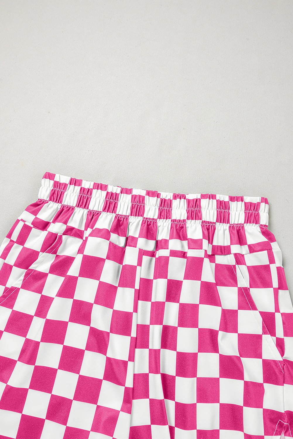 Rose Checkered Print High Waist Casual Shorts - Raelynns&Co