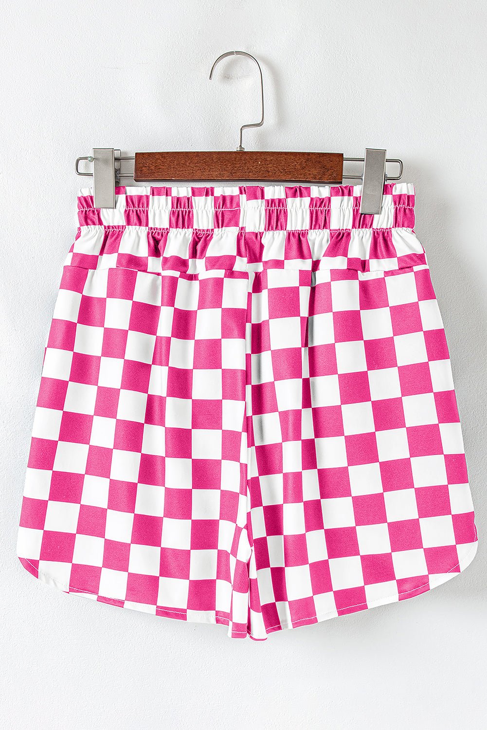 Rose Checkered Print High Waist Casual Shorts - Raelynns&Co