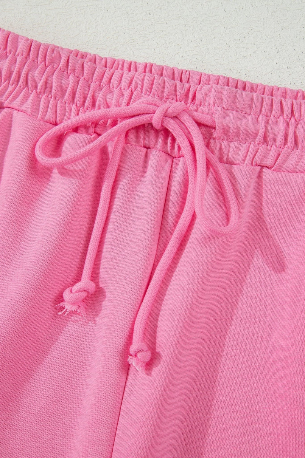 Sachet Pink Lace Patchwork Half Sleeve Top Elastic Waist Pants Two Piece Set - Raelynns&Co