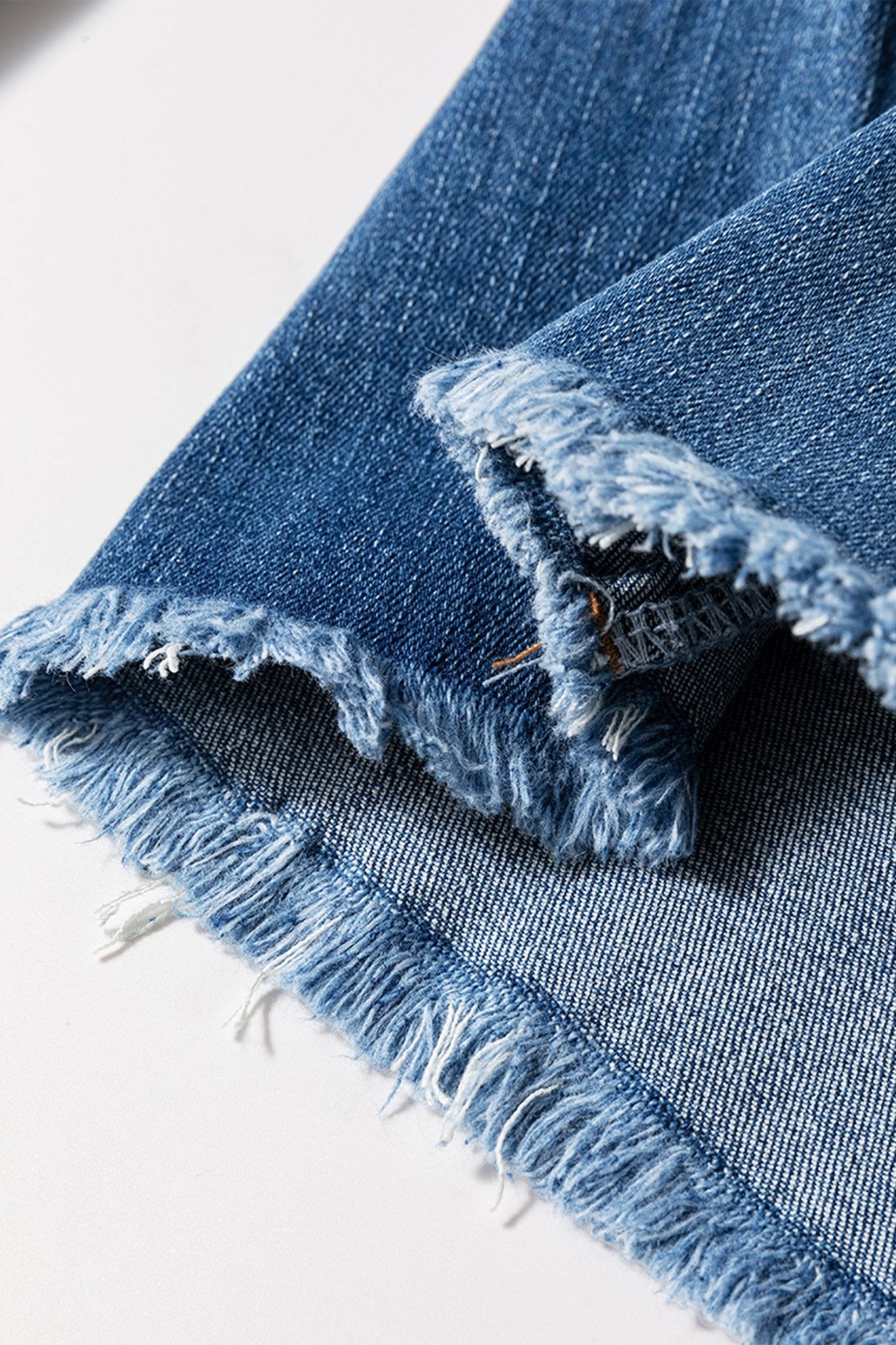 Sail Blue High Waist Button Fly Seamed Raw Hem Flare Jeans - Raelynns&Co