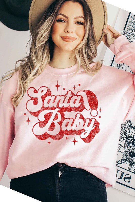 SANTA BABY CHRISTMAS GRAPHIC SWEATSHIRT - RaeLynns Boutique
