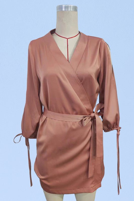 Satin Wrap Robe - Raelynns&Co