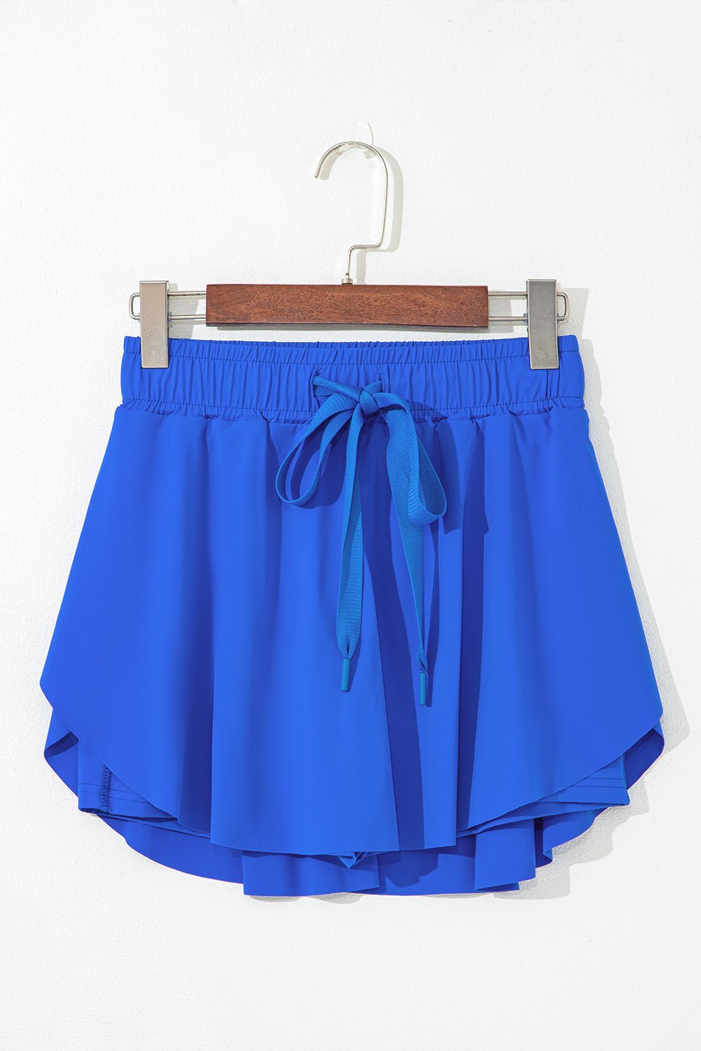Sky Blue Drawstring Elastic Waistband Lined Tennis Skorts - Raelynns&Co