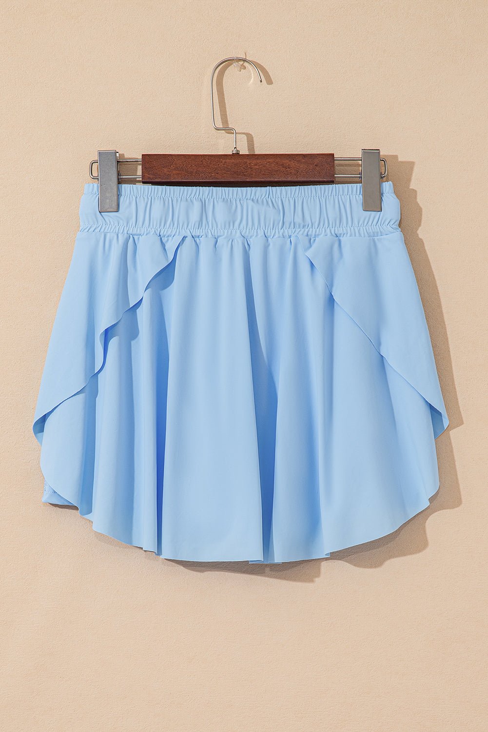 Sky Blue Drawstring Elastic Waistband Lined Tennis Skorts - Raelynns&Co