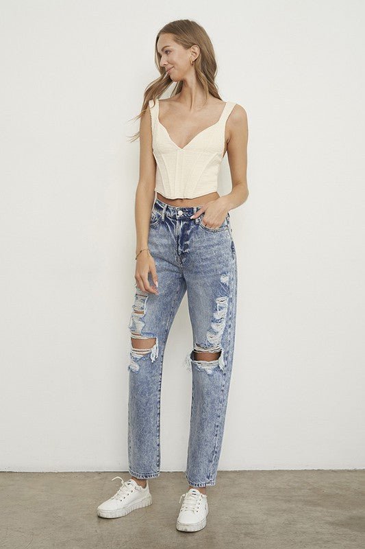 SLIM BOYFRIEND JEANS - RaeLynns Boutique