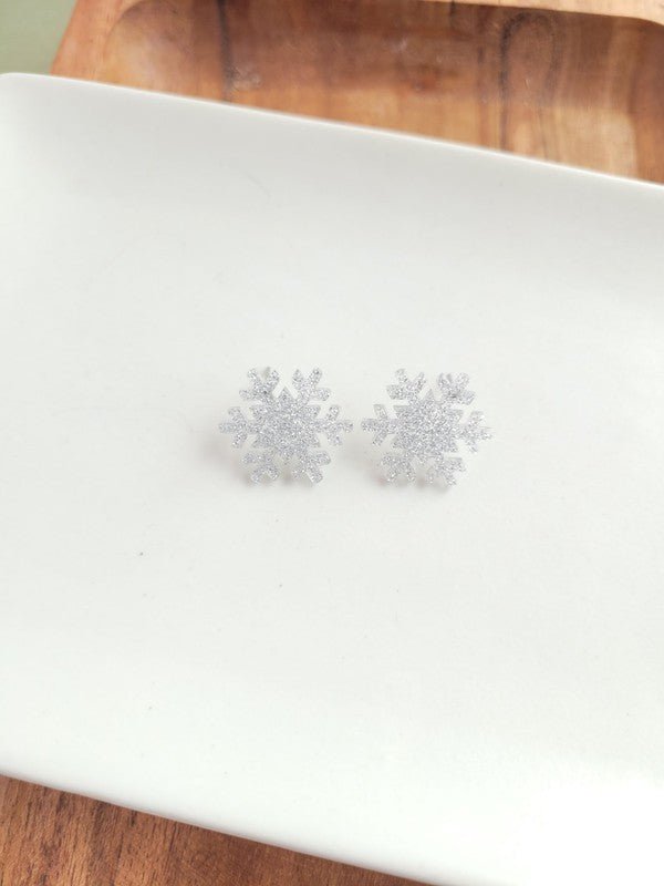 Snowflake Studs - Silver Glitter - RaeLynns Boutique
