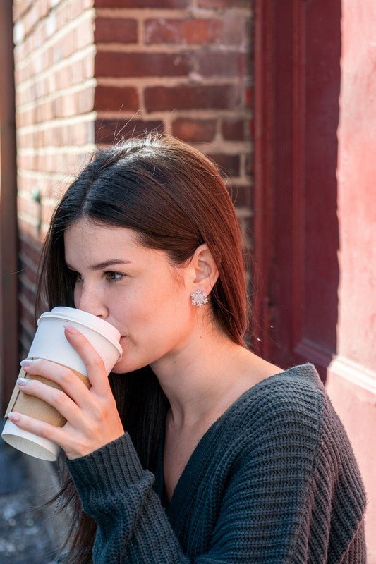 Snowflake Studs - Silver Glitter - RaeLynns Boutique