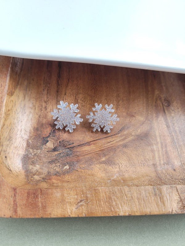 Snowflake Studs - Silver Glitter - RaeLynns Boutique