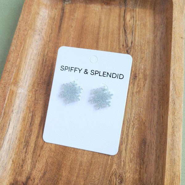 Snowflake Studs - Silver Glitter - RaeLynns Boutique