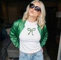St. Patrick’s Day Green Bow Cropped Baby Tee (Made to order so preorders are open until 02/26 to ensure delivery by St. Patrick’s Day) - RaeLynns Boutique