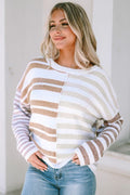 Stripe Blocked Drop Shoulder Slouchy Sweater - RaeLynns Boutique