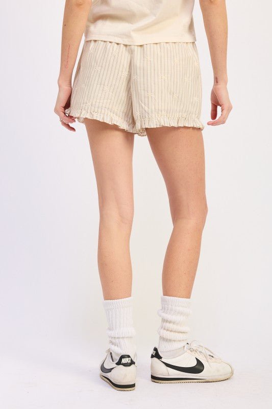STRIPED SHORTS WITH RUFFLE DETAIL - Raelynns&Co