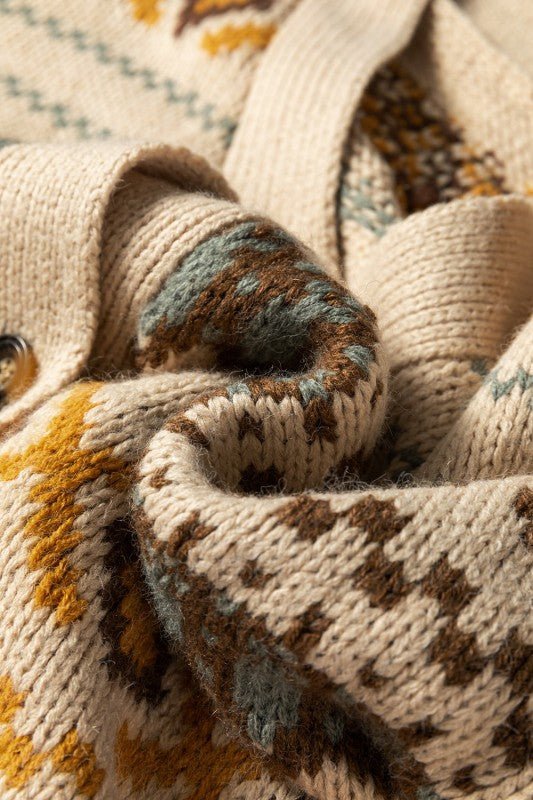 Western Knit Buttoned V - Neck Cardigan Sweater - RaeLynns Boutique