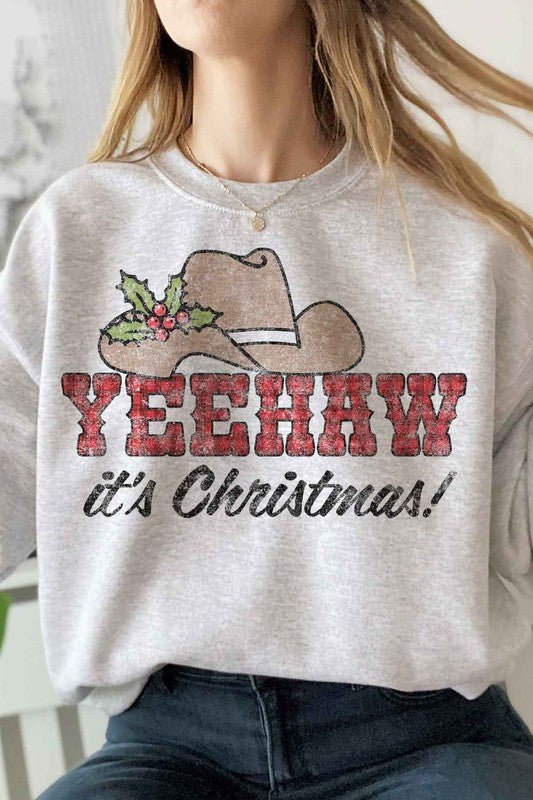 Yeehaw Country Christmas Graphic Sweatshirt - RaeLynns Boutique