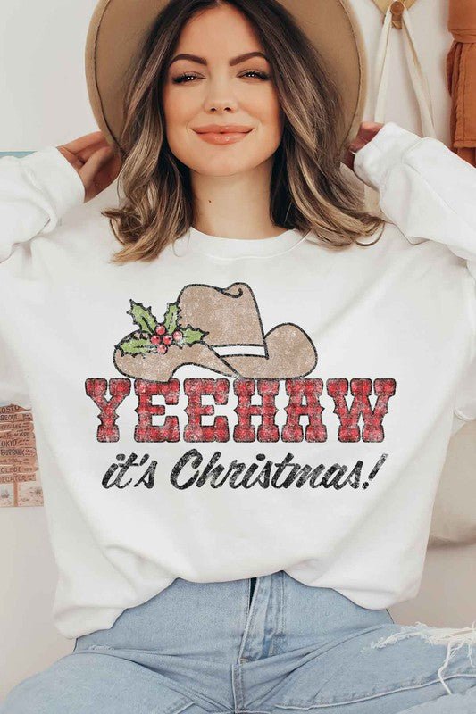 Yeehaw Country Christmas Graphic Sweatshirt - RaeLynns Boutique