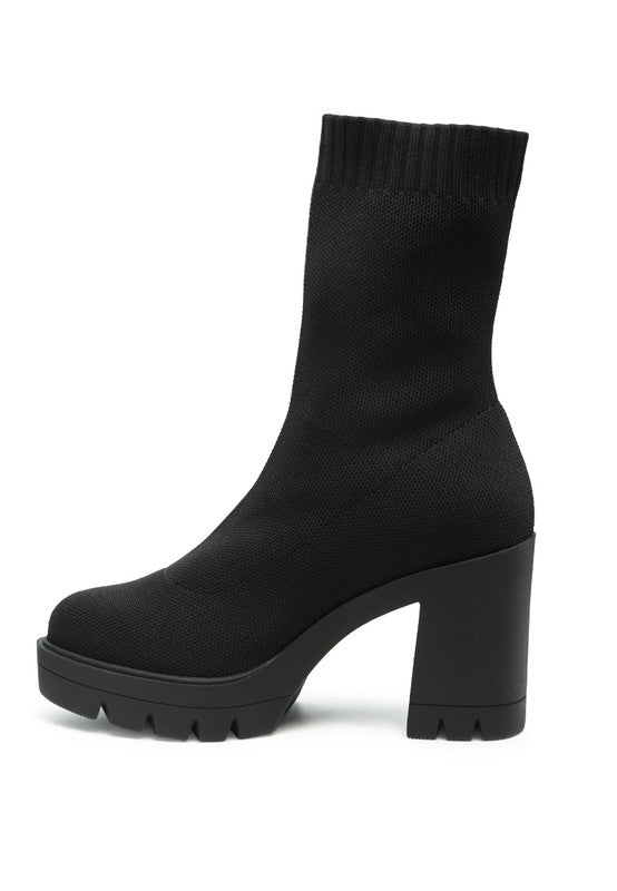 Zinnia Knitted Block Heeled Boots - RaeLynns Boutique